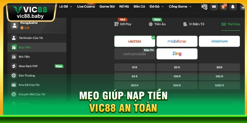 Mẹo Giúp Nạp Tiền Vic88 An Toàn